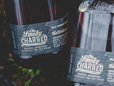 Charred bottle brothers charred design flame jar moonshine ole smoky package packaging premium