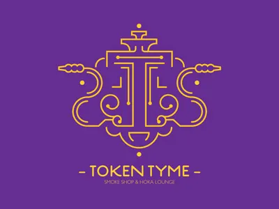 Token Tyme branding gold hokah letter line logo smoke t token