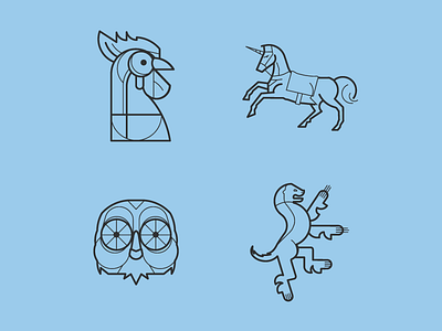 Chivos badger bubo chivos owl rooster unicorn