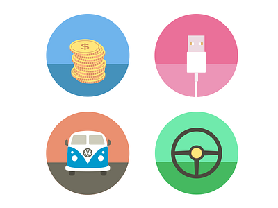 Flat Illustrations coins flat illustrations usb van wheel