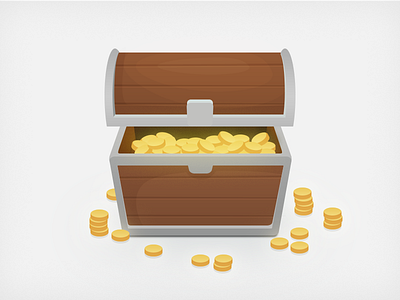 Treasure Chest chest coins illustration treasure wood