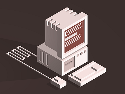 Tiny Old Computer 3d clean computer cube illustration isometric simple