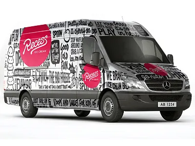 Recess Ice Cream black white farm design food truck hip ice cream kids pop of color recess sweets typography youth