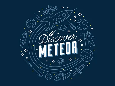 Discover Meteor T-shirt astronaut comet icons lettering meteor moon planets rocket solar space spaceship