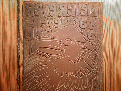 Linocut Raven cut ever lino never raven