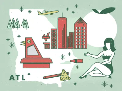 Atlanta art director atlanta city coca cola coke creative designer freelance illustration sky line south