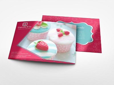 Sweet & Cupcake Tri Fold Template 3xa5 bakery cake chocolate cupcake marketing modern print template special stylish sweet tri fold