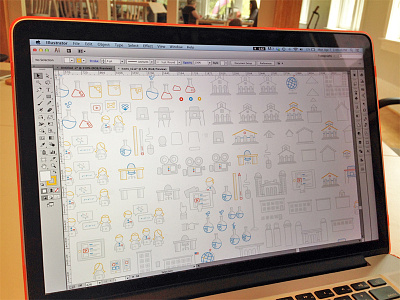 Artboard buildings camera chairs education focus lab hands icons illustration people process school science