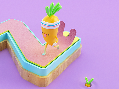 RUN RUN!!! c4d carrot character health run vray