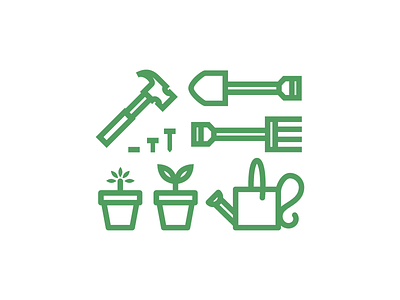 Home + Garden Icons flower pot garden hammer home home improvement icon minimal rake shovel tools vector watering can