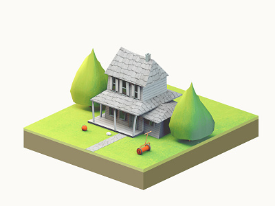 Suburban House 2 3d house isometric