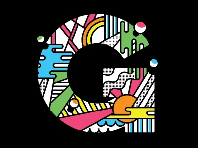 Capital G illustration lettering neon stuff