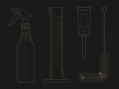 Brewing Illustrations beaker beer brewing brush filter illustration line scrubber spray bottle stroke