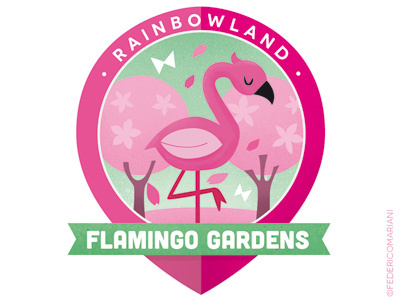 Rainbow Badges 10 - Flamingo Gardens badges cherry flamingo garden pink sakura tree