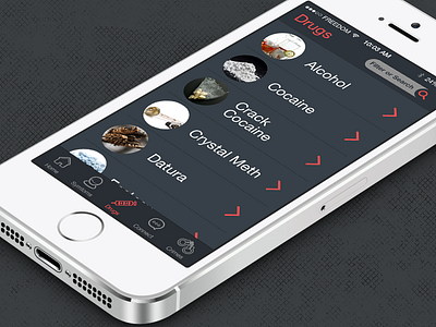 Drugsign App - Drugs Screen app charcoal clean drug grey ios7 iphone modern red