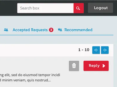 Message board for a new Dating website alert app blue buttons dating ui ux web
