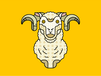 rampelstiltskin animal design dots gold horns illustration line ram sheep symmetry taxidermy yellow