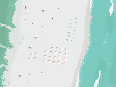 100 meters wide beach coast design eames illustration powers of 10 summer