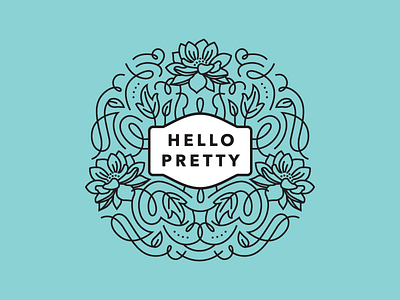 Hello Pretty Logo Mockup branding feminine floral flourishes leaves logo ornate swashes whimsical