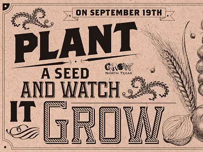 GNTX postcard environmental graphic design non profit typography