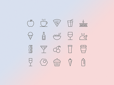 Food and Drink Icon Set bacon beer fruit icon icons pizza ui wine