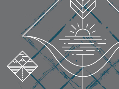 sun & arrow arrow bow charcoal grunge mountains road sea sun vector