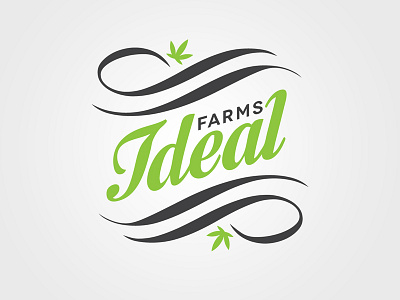 Ideal Farms branding cannabis farm kush leaf logo mary jane ornaments typography