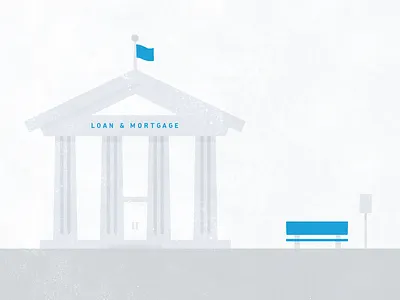 Loan & Mortgage accounting bank building bus stop financial flat illustration simple textured xero