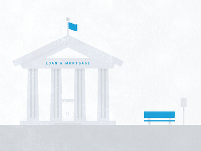 Loan & Mortgage accounting bank building bus stop financial flat illustration simple textured xero