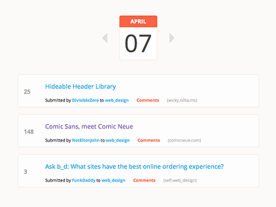 Reddit Logger UI bright calendar flat links posts reddit time ui