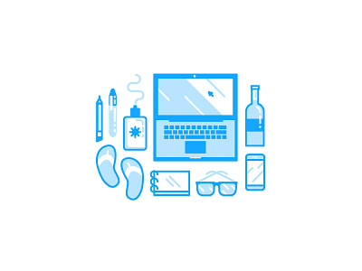Working to Live beer cream illustration laptop line san diego shades summer