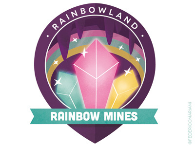 Rainbow Badges 11 - Rainbow Mines badges cavern colorful crystals glow mine rainbow sparkle