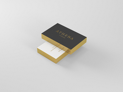 Athena Business Cards business card edge edging emboss gold gold foil letterpress metallic ink