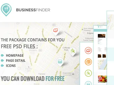 Free Businessfinder PSD's files blog download free freebie homepage psd subpage template theme wordpress wordpressreator