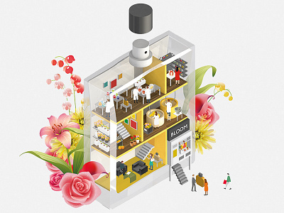Bloom Perfumery factory flower isometric perfume