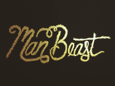 Man Beast beast black custom gold hair hand drawn man monster script type typography