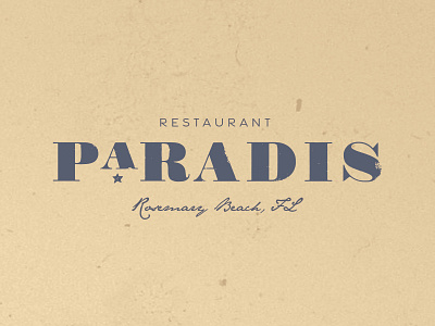 Paradis distressed logo restaurant typography