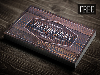 Free Retro Wooden Business Card business card free free psd freebie photoshop print psd retro template typography vintage wood