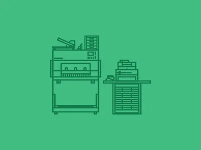 Titan 200 cutter green guillotine hole punch line illustration perforator production room stuff stapler