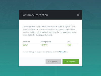 Confirm Subscription Modal flat flat design modal ui web design