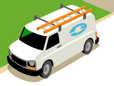 Work Van car electrician illustration ladder van vector vehicle