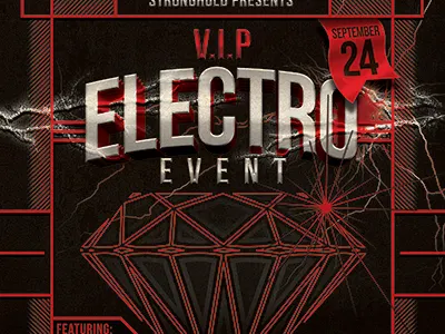 Vintage Electro Haus Event Flyer Template antique broadcast cards distressed grunge poker race sitcom television tv vintage western