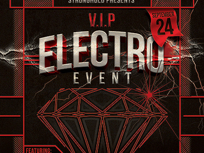 Vintage Electro Haus Event Flyer Template antique broadcast cards distressed grunge poker race sitcom television tv vintage western