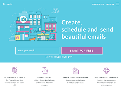 Flowmail new site live design illustration ruby on rails web development