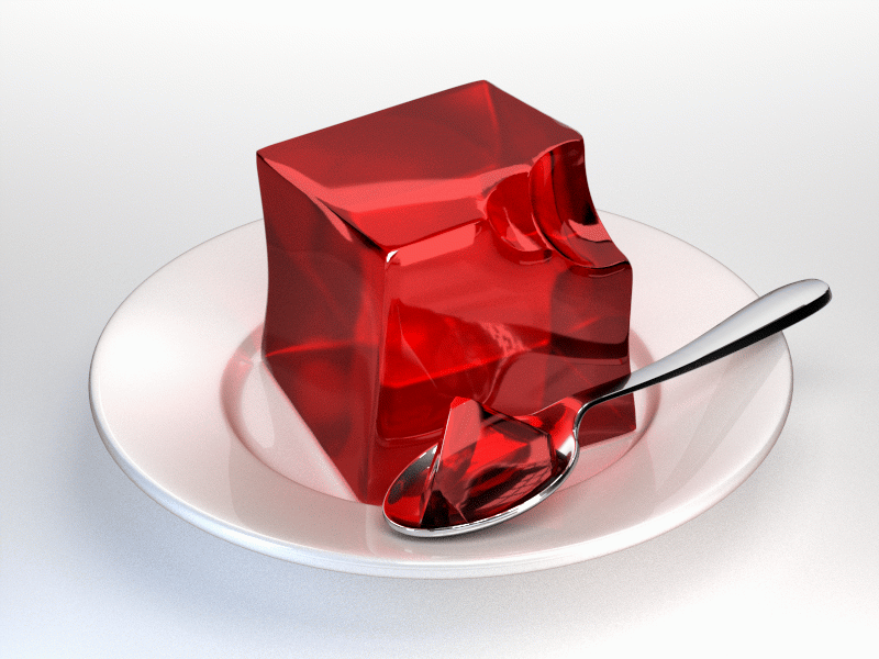 Jello 3d animation blender cycles dessert gif jello motion graphics plate spoon