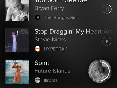 Spirit ios ios7 list music player