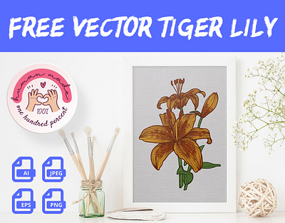 FREE Vector Colored Tiger Lily Flower asset isolated