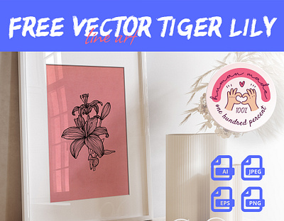 FREE Line Art Vector Tiger Lily Flower asset isolated