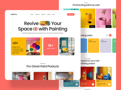 Paint Service Website Design arts website colorful decor design fine arts floral furniture home interior design paint painting psychedelic retro saas typography ui ux web web design website