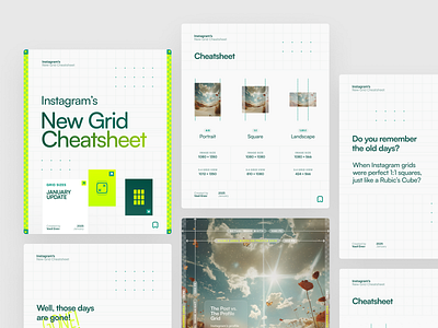 🔥 Instagram’s New Grid Update • Cheatsheet design green grid grid design insta instagram interface landscape layout lime neon paper portrait poster print ratio social media ssm system ui